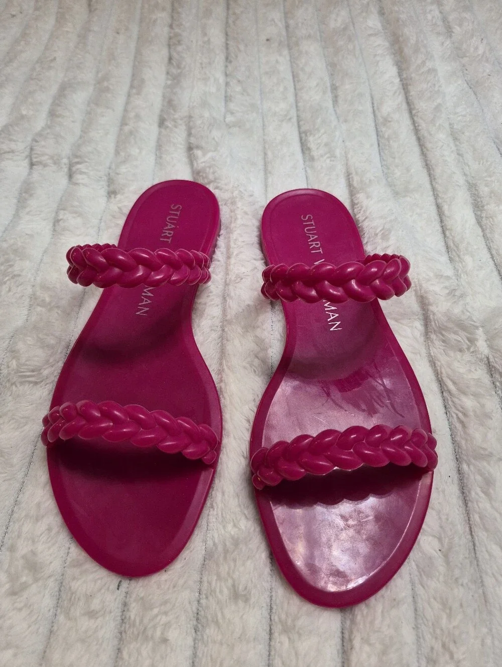 NWT Stuart Weitzman Braida Sawyer Jelly Orchid Sandals Size 7 $120